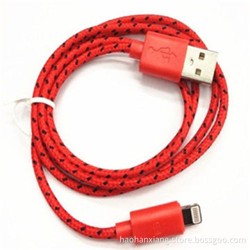 Most Popular Nylon Fabric USB Data Cable for iPhone 5/5S/5C